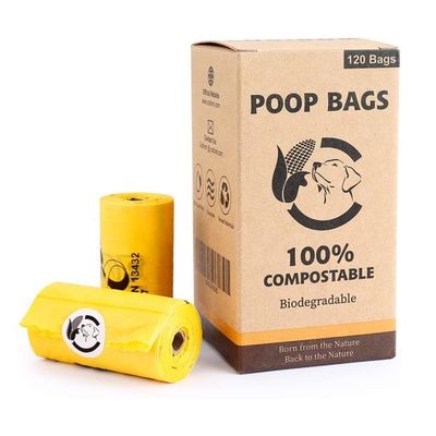 Toptan satış % 100 Komposta edilebilir Biyodegradable Köpek Poop Bag Sürdürülebilir Paketleme Torbaları Tedarikçi Çin OEM Özel Logo Tasarımı