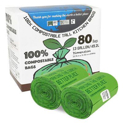 İyi bir fiyat. Özel Komposta edilebilir % 100 Biyodegradable Plastik Çöp Torbaları Dökme Ekolojik Dost çevrimiçi